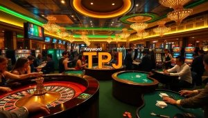Players at a vibrant casino table celebrating their wins, featuring TPJ in an exciting gaming setting.