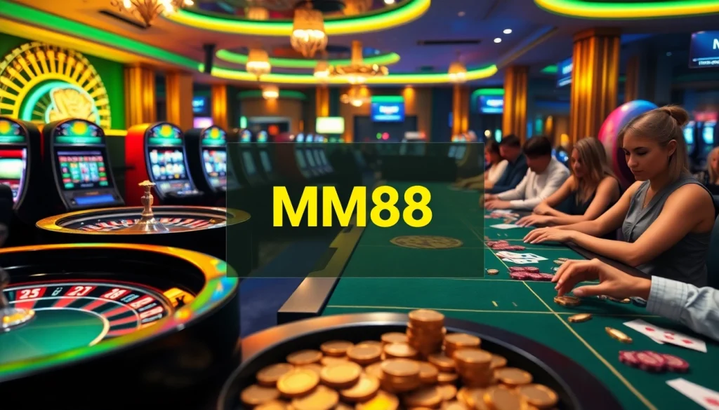 Exciting gaming action at MM88 SH online casino, featuring roulette and slot machines.
