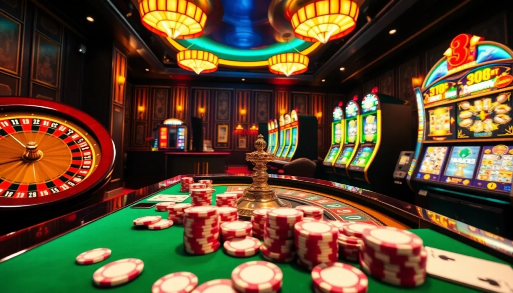 Experience thrilling excitement at the 39bet online casino with interactive tables and vibrant gaming elements.