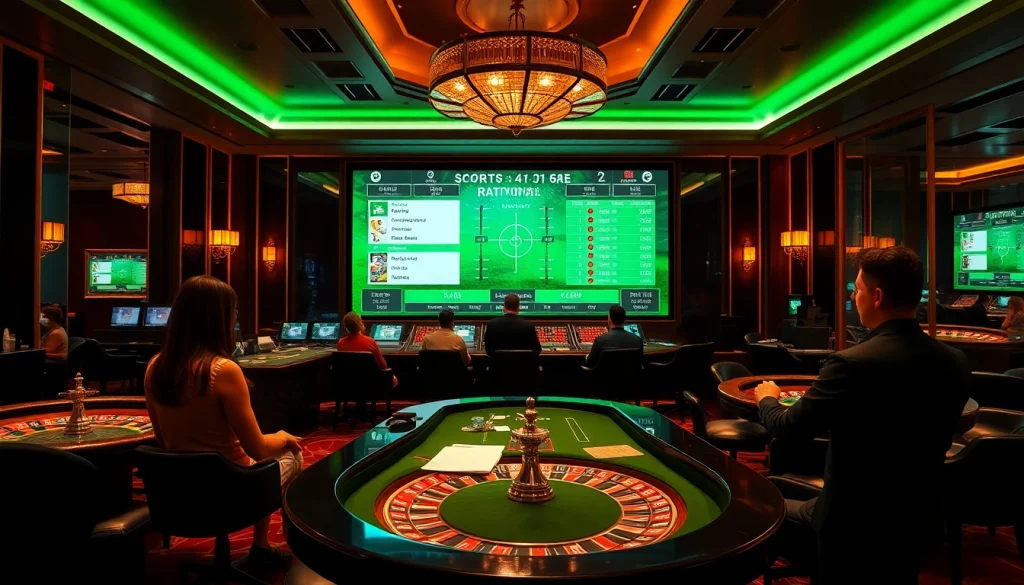 Betting enthusiasts analyzing statistics and placing wagers at a keobongda sports betting area.