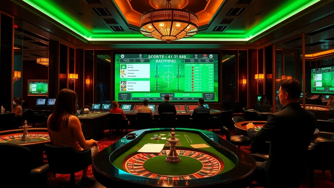 Betting enthusiasts analyzing statistics and placing wagers at a keobongda sports betting area.