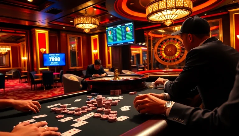 Intensely engaged players at a 789club casino table enjoying a lively card game.