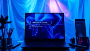 An innovative AI NSFW image generator interface highlighting user interaction and creative prompts in a modern setting.