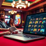 A dynamic casino scene featuring players engaged with luckywin, showcasing poker excitement and online gambling.
