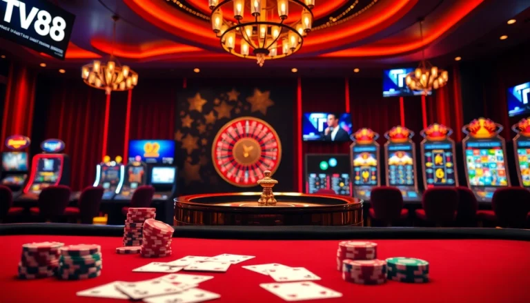 Experience thrilling gameplay at TV88 with vibrant casino tables and exciting slot machines.