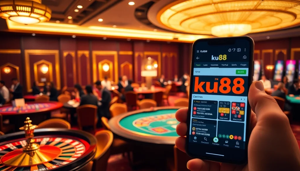 Experience thrilling gameplay with ku88 at luxurious casino tables and vibrant betting areas.