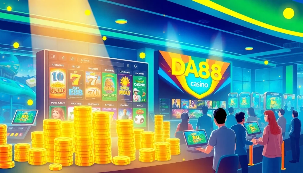 Engaging DA88 online gaming scene showcasing diverse players enjoying slots and casino experiences.