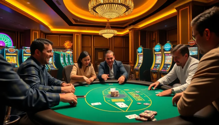 Players enjoy thrilling games at the DN88 casino, experiencing excitement with poker chips and cards.