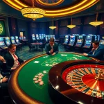 Players enjoying a high-stakes game at HM88 casino with vibrant roulette and poker tables.