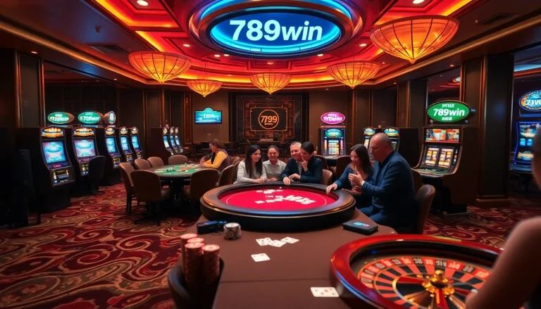 Players enjoying a thrilling casino experience at 789win with poker and slot games.