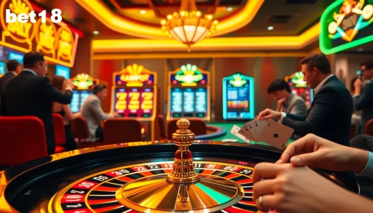 Excited players winning at the roulette table in a luxurious casino atmosphere featuring bet168.