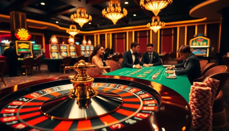 Engaging players at a luxurious casino scene representing the excitement of 58win com gaming.