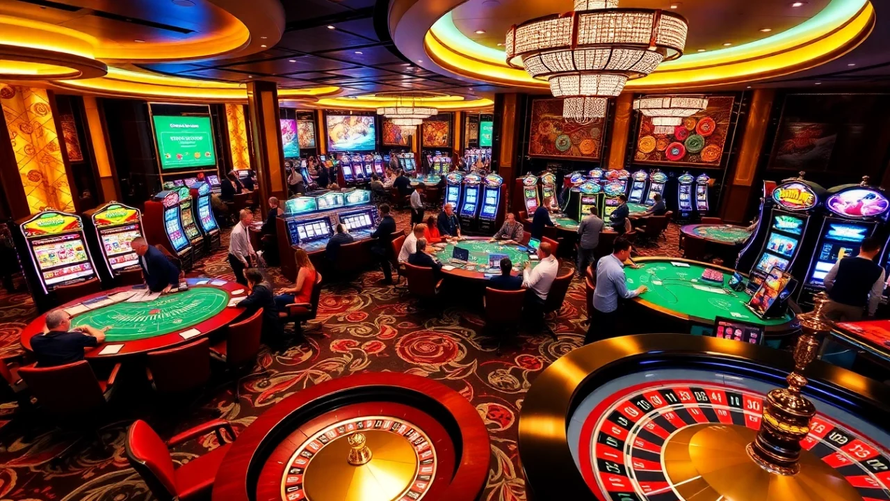 Players enjoying various games at GG88 casino, showcasing a vibrant gambling atmosphere.