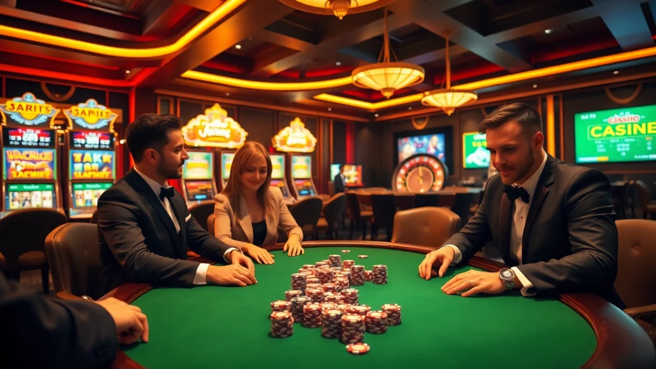 Experience the thrill of poker at https://go88vn.id/ with vibrant chips and a swirling roulette wheel.