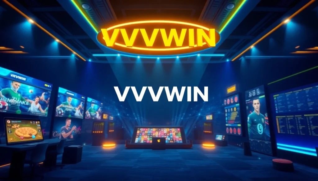 Engaging visual of vvvwin88.live showcasing a dynamic online gaming experience with casino and sports betting elements.