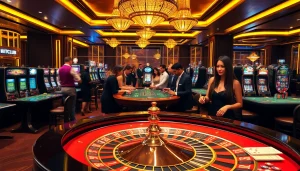 Experience thrilling gameplay at HITCLUB casino with roulette and vibrant slot machines.