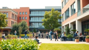 Students engaging in lively discussions while exploring the Bahcesehir University apply options.