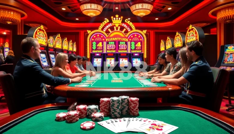 Experience high-stakes poker excitement with nk88 in a luxurious casino setting.