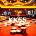 Engaging gambling scene showcasing KK55 poker chips and vibrant casino atmosphere.