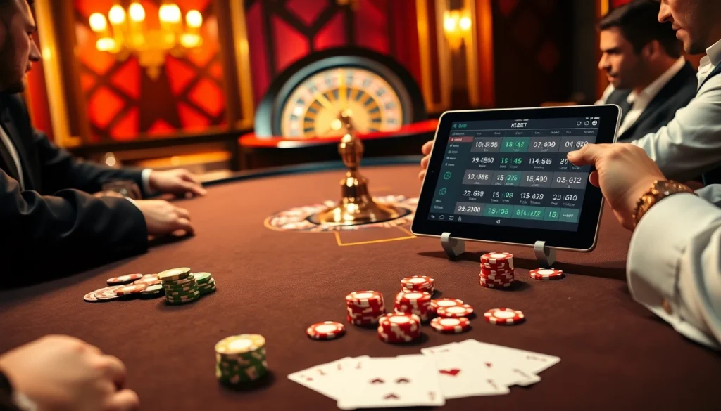 KBBET betting odds displayed at an upscale poker table with colorful chips and cards.