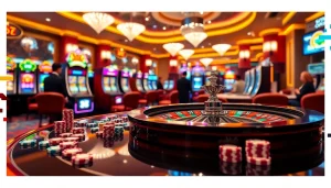 Engage in exciting casino action at https://rr8888.in.net/ featuring vibrant gaming tables and glowing slot machines.