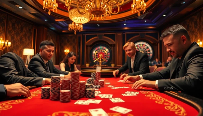 Engaged players at a high-stakes poker table showcasing thrilling moments at vvjl6 com.