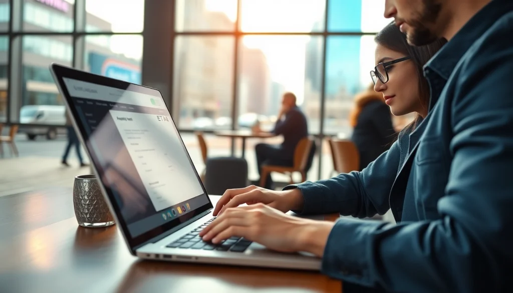 Efficiently completing the uk eta online application at a cafe with city ambiance.