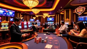 Experience the thrill of NK88.Com with captivating casino visuals featuring lively gaming action.
