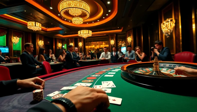 Exciting RR 88 gaming table with vibrant chips and cards in a luxurious casino setting.