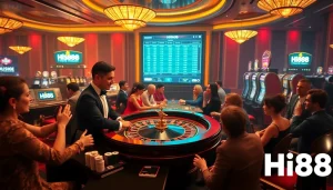 Players enjoying thrilling games at Hi88's luxurious online casino.