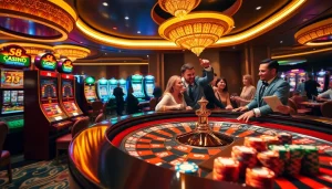 S8 CASINO vibrant gaming atmosphere with players enjoying thrilling moments at slot machines and tables.