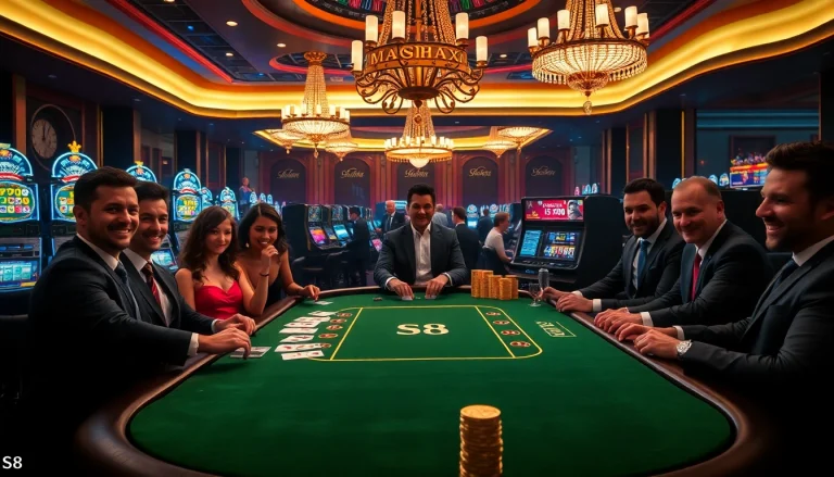 Experience the excitement at the S8 poker table with vibrant casino elements and professional ambiance.